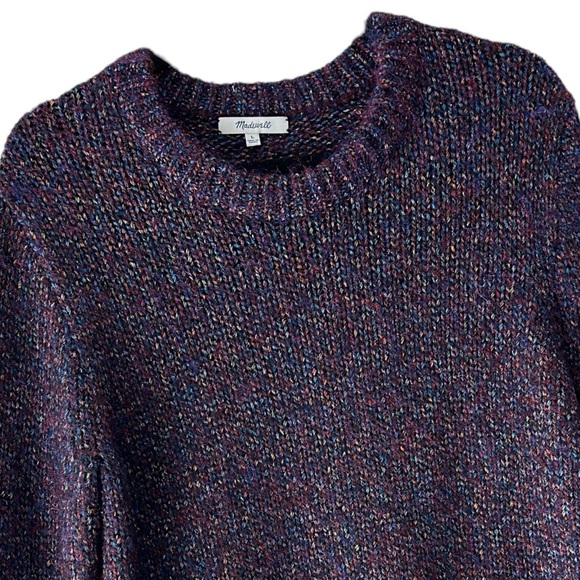 MADEWELL | NWOT METALLIC SHIMMER CREWNECK PULLOVER SWEATER PURPLE | LARGE - Picture 3 of 11